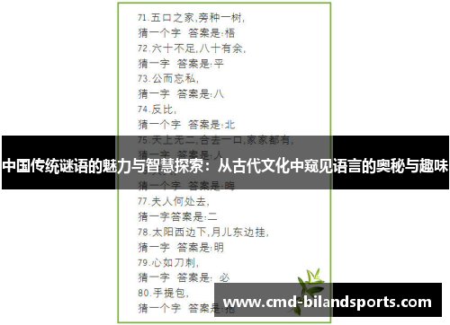 中国传统谜语的魅力与智慧探索：从古代文化中窥见语言的奥秘与趣味